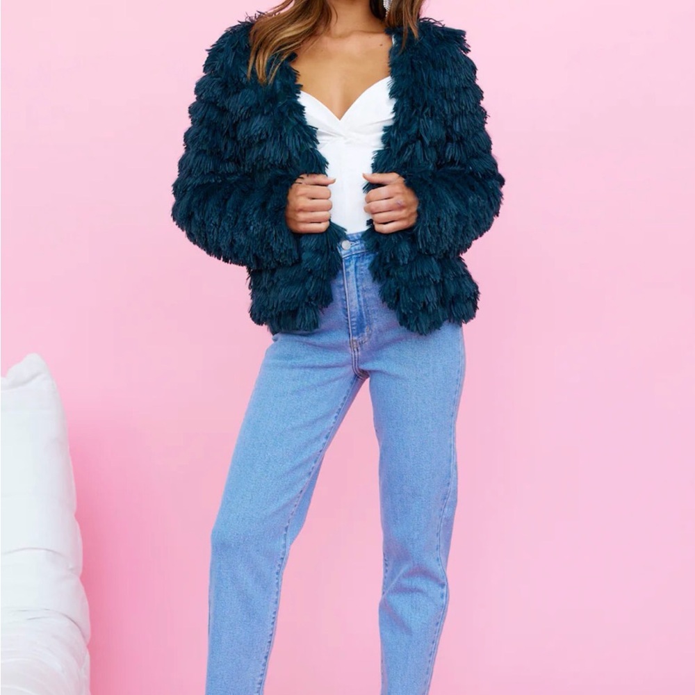 Hello Molly Deep Teal Teddy Jacket